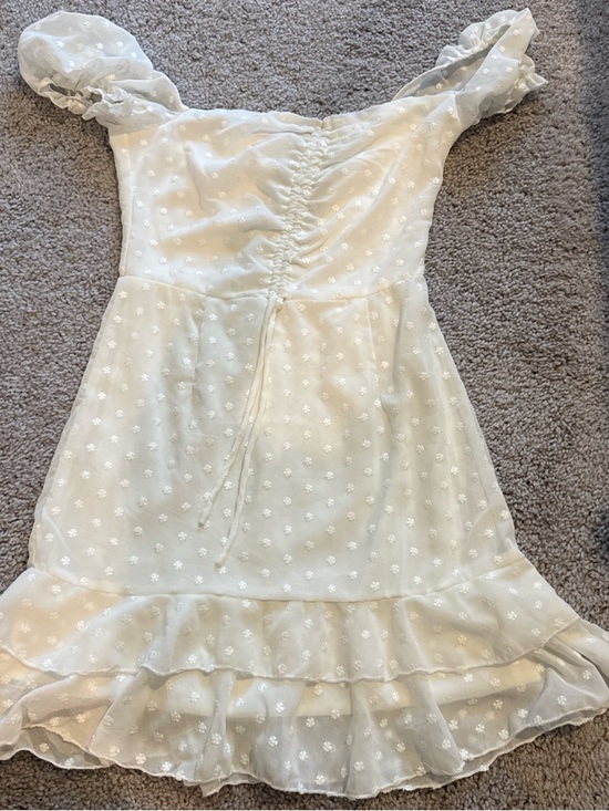 Princess Polly White Puff-Sleeve Swiss Dot Mini Dress - Picture 2 of 4